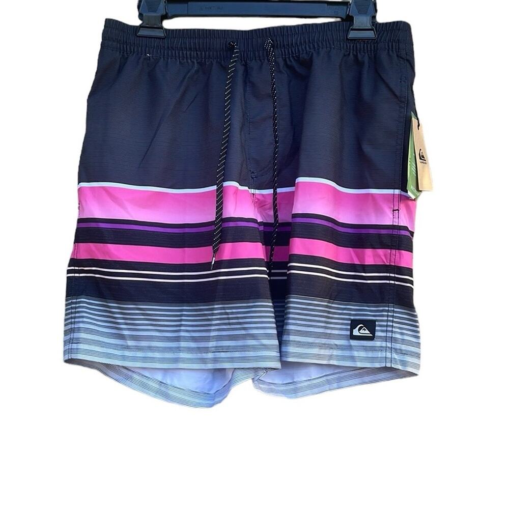 Quiksilver pink & black swim trunks size medium (31) NEW